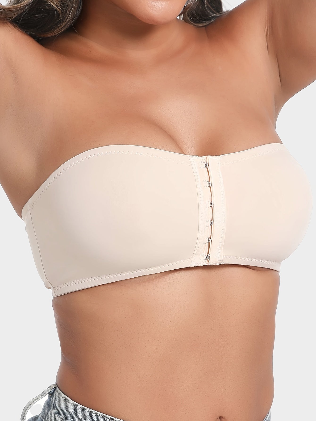 Women’s Seamless Strapless Front Closure Bra No Underwire Anti-Roll Silicone Grip Casual