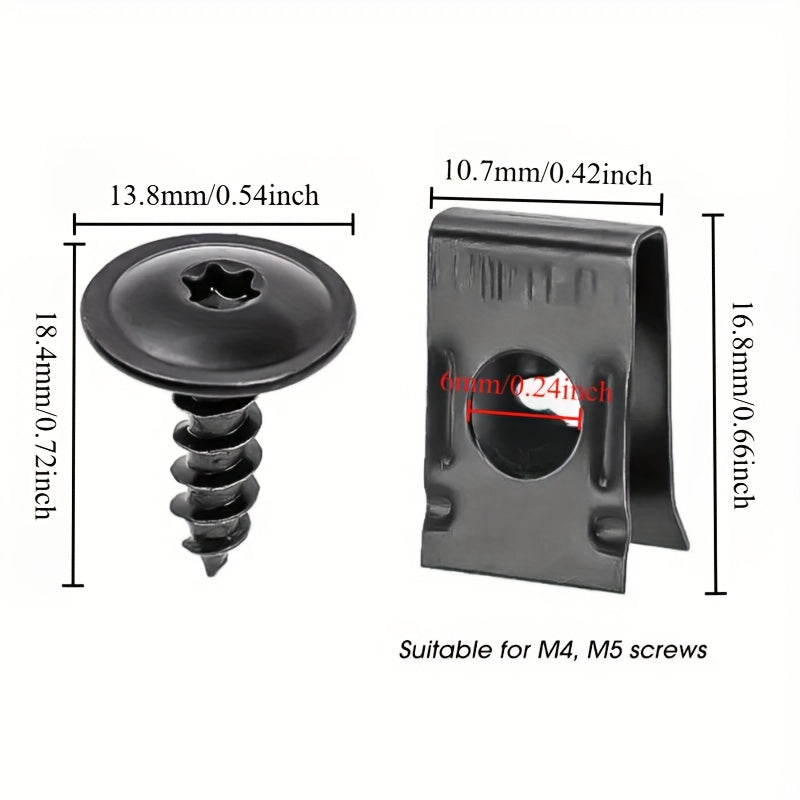 Car Metal U-Shaped Spacer Kit Self-Tapping Screws for Auto and Motorcycle