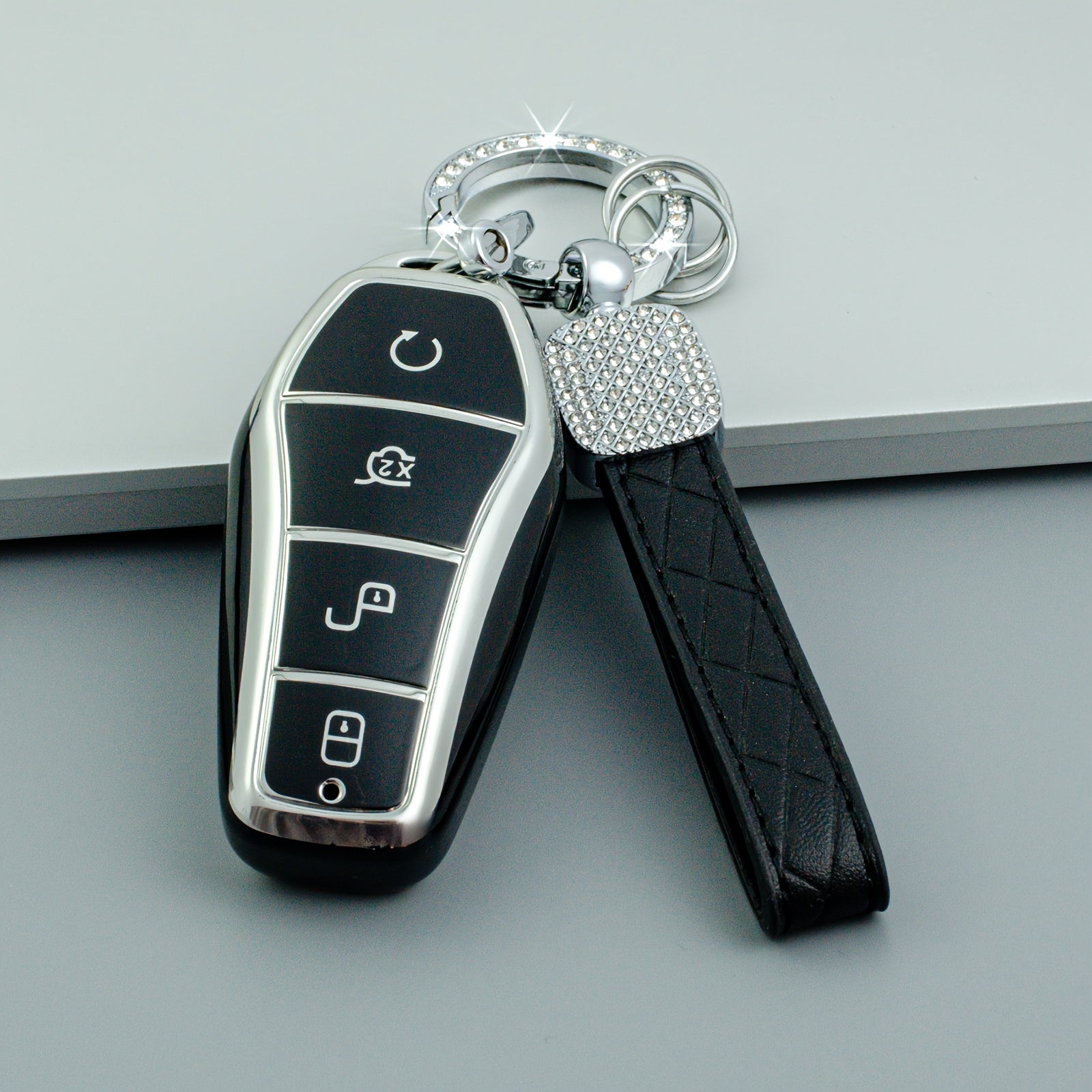 Universal TPU Key Fob Cover With Keychain for EV Car Remote