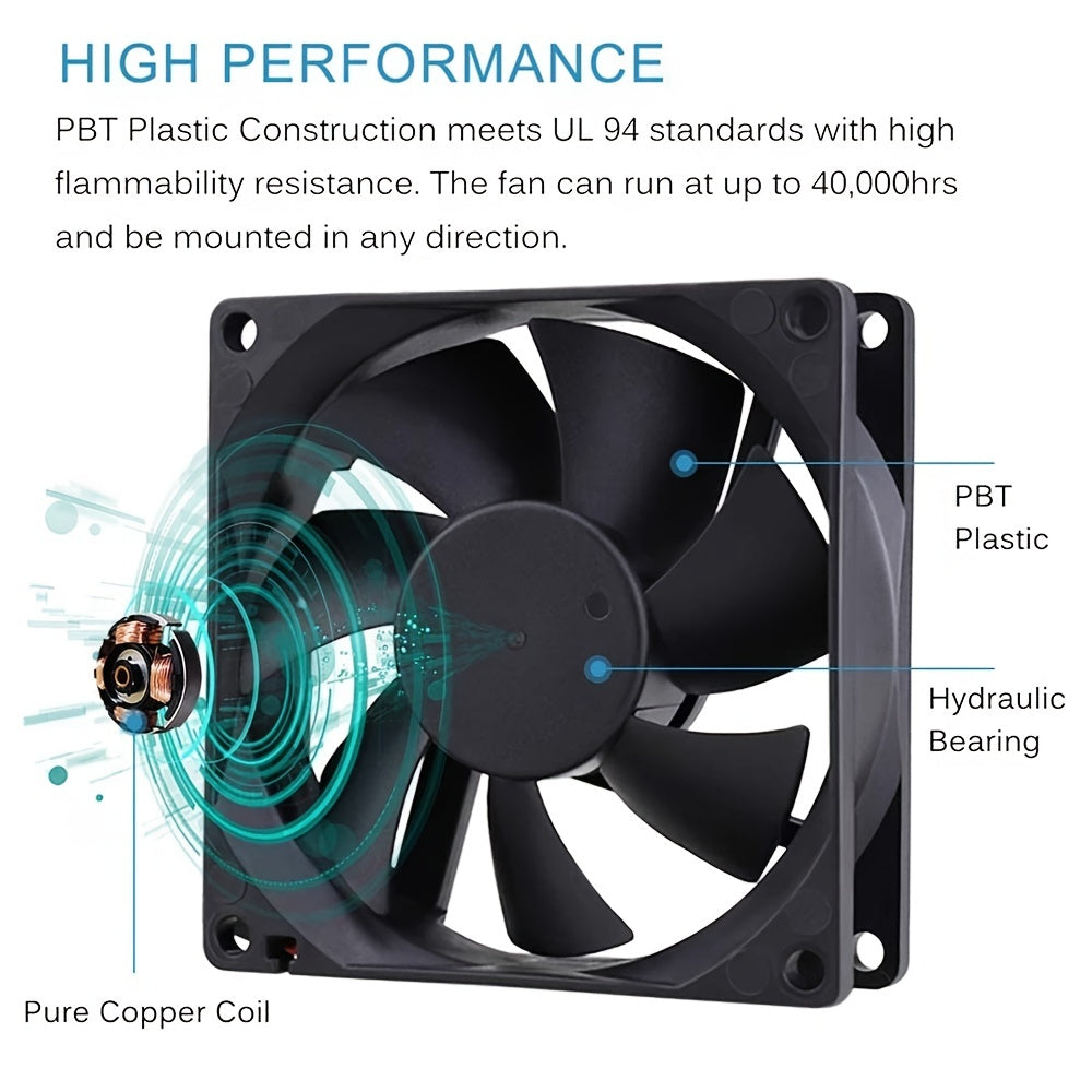 Quiet Brushless Cooling Fan 80x80x25mm USB 2800 RPM Black Copper Heat Sink