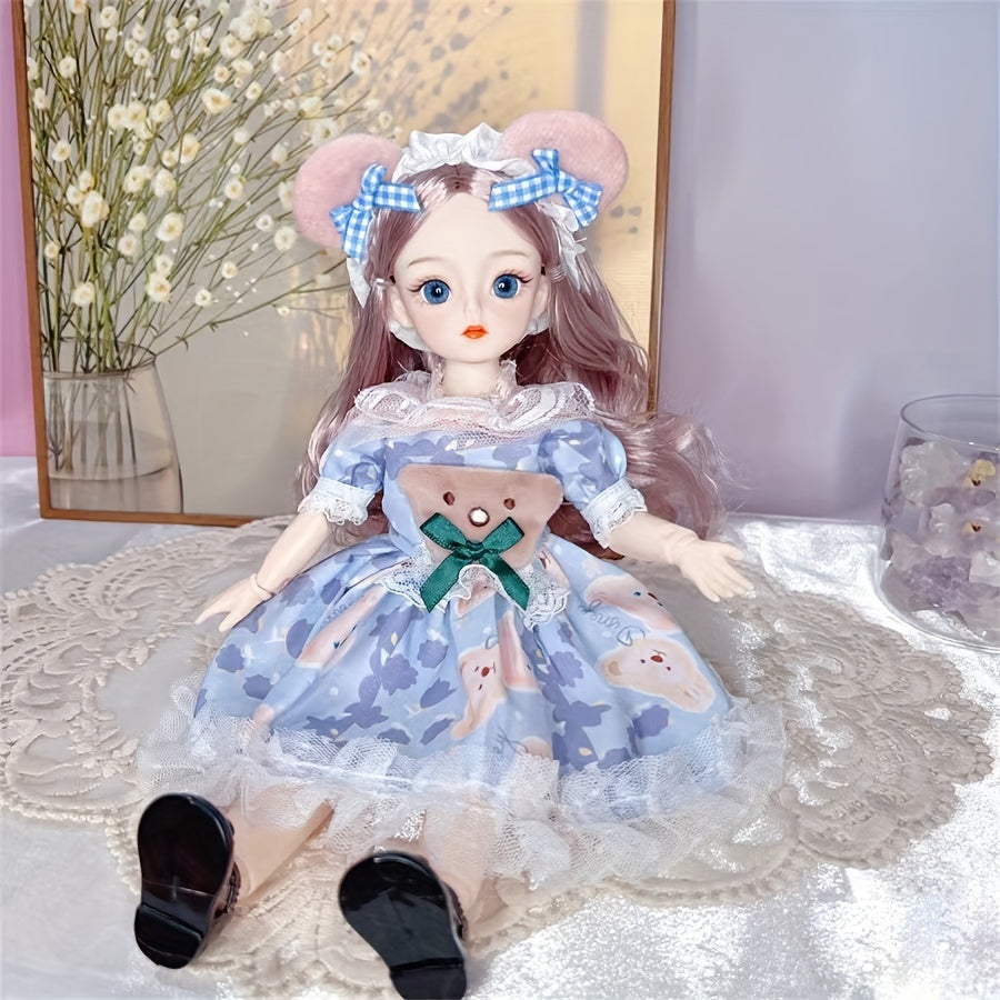 30cm/11.8 Inch BJD Doll with Colorful Eyes and Cute Makeup for DIY and Gifting