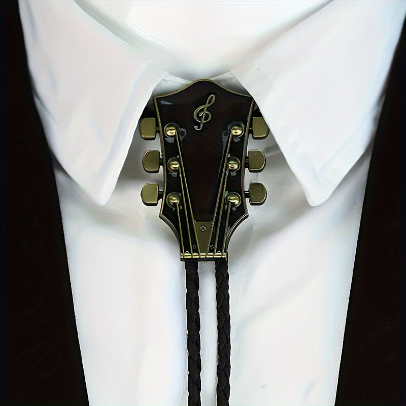 Western Cowboy Bolo Tie Set with Guitar and Country Style Accessories