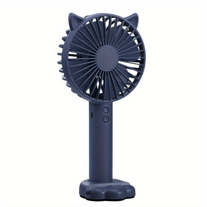 Compact USB Handheld Fan with Bunny Ears, Quiet Operation, Night Light