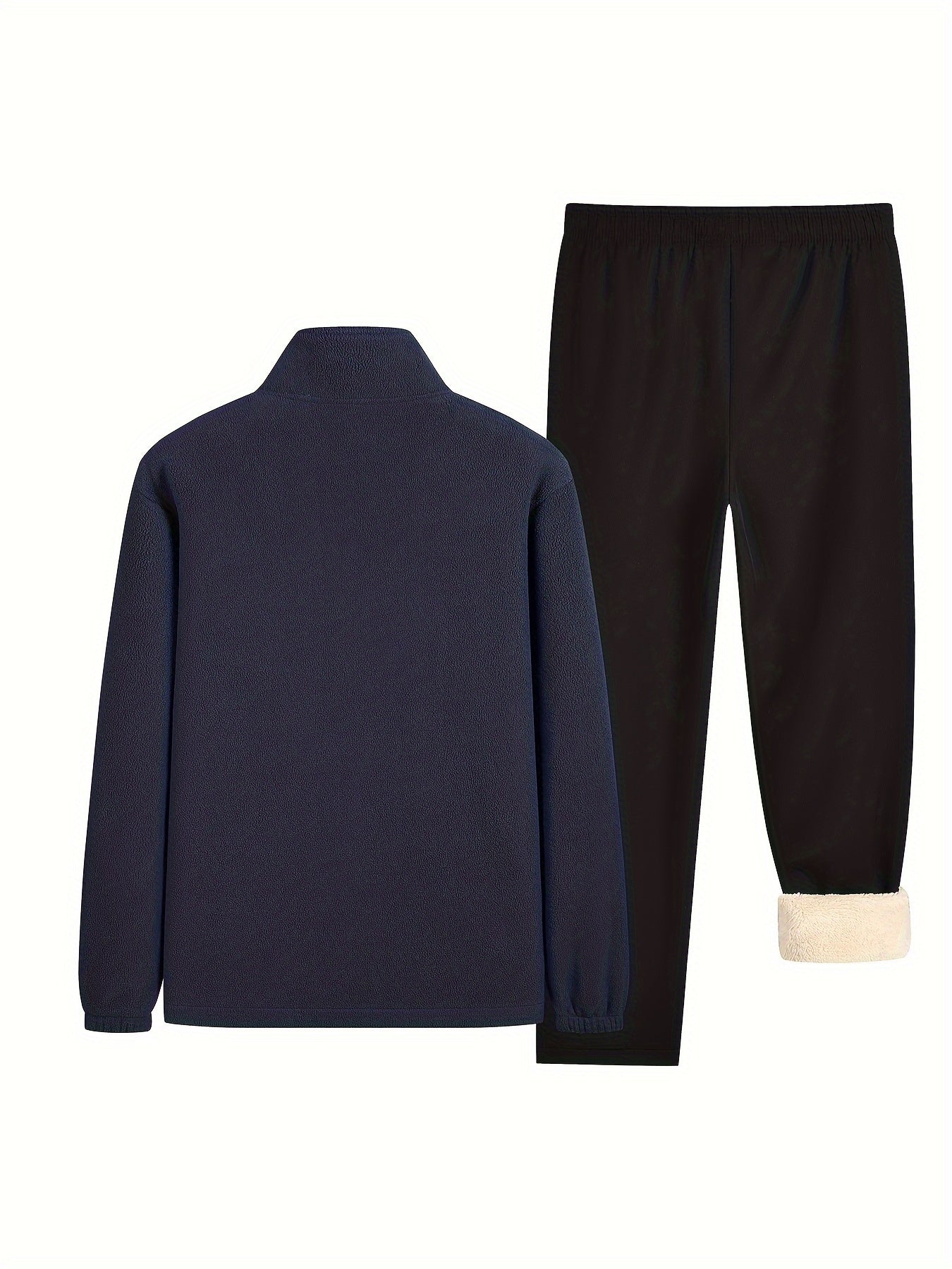 Men's Winter Fleece Set Long Sleeve Letters Pattern Casual Sports Warm Clothing