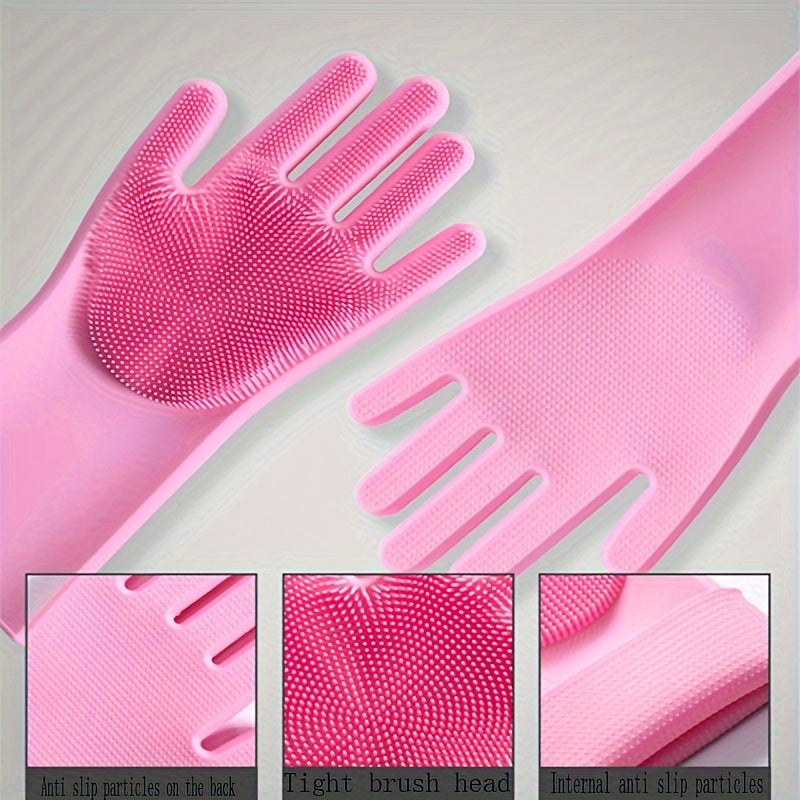 Waterproof Silicone Gloves for Kitchen Dishwashing and Pet Bathing High Temp Resistant