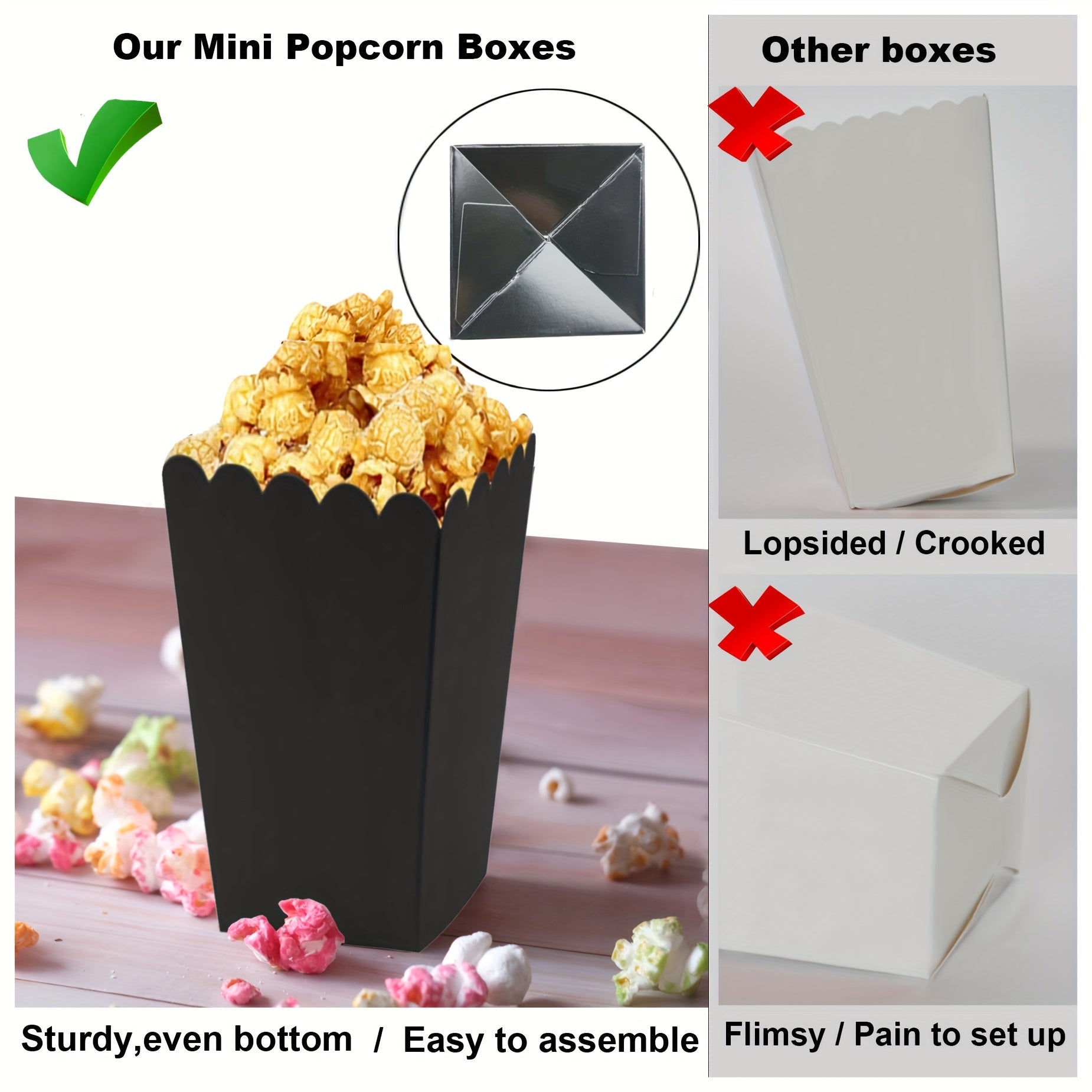 50 Mini Paper Popcorn Boxes for Weddings Birthdays and Snacks