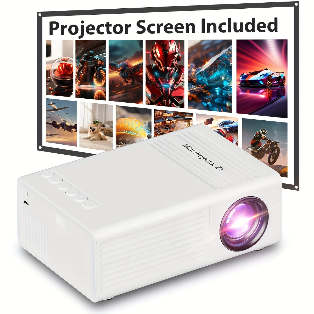 USB, masofadan boshqaruvchi, 4K HD, 203cm displeyli portativ LED proyektor