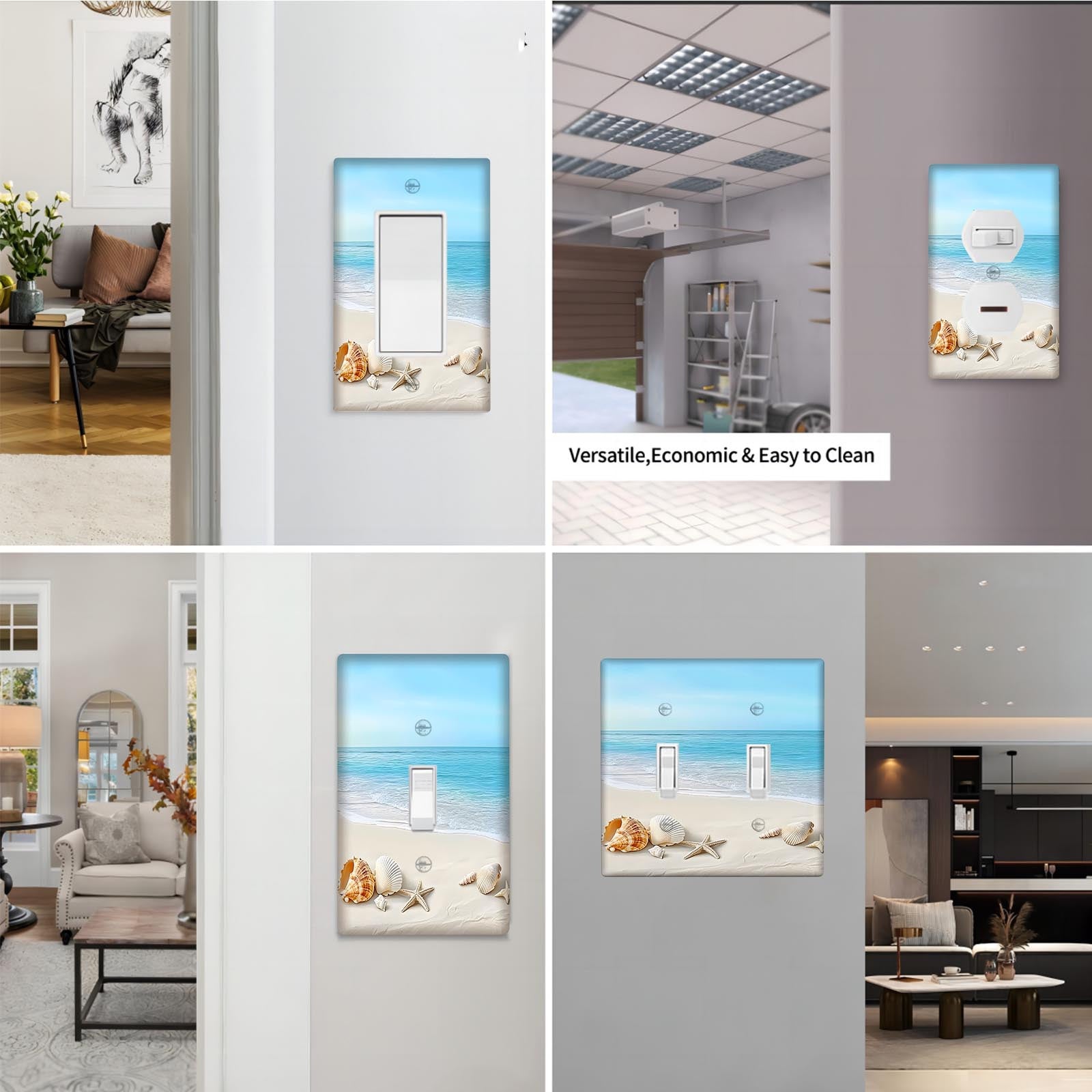 Beach Ocean Theme Light Switch Cover for Bedroom or Bathroom 1 or 2 Gang