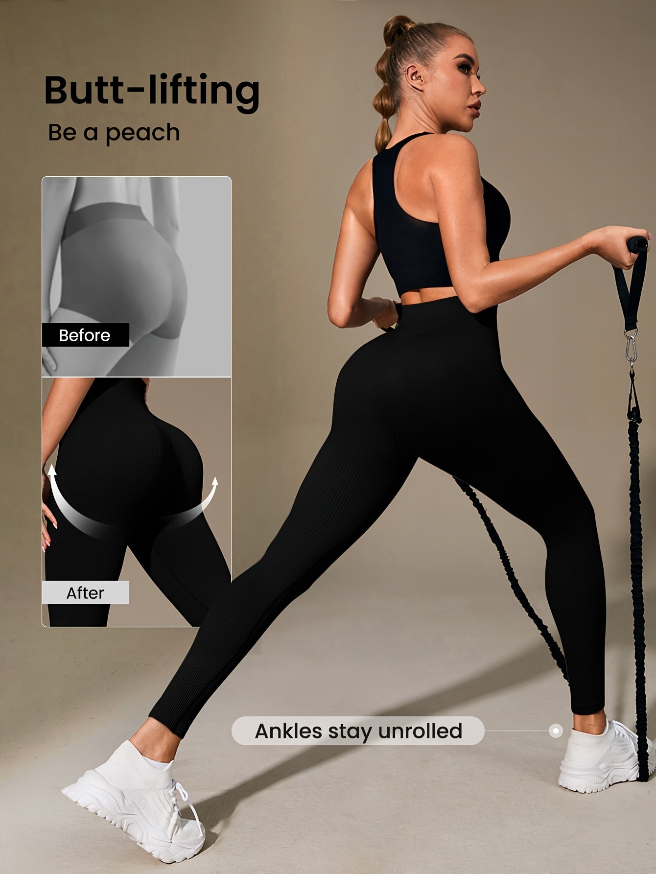 Women's High-Waist Yoga Leggings Tummy Control Moisture-Wicking Breathable Cropped