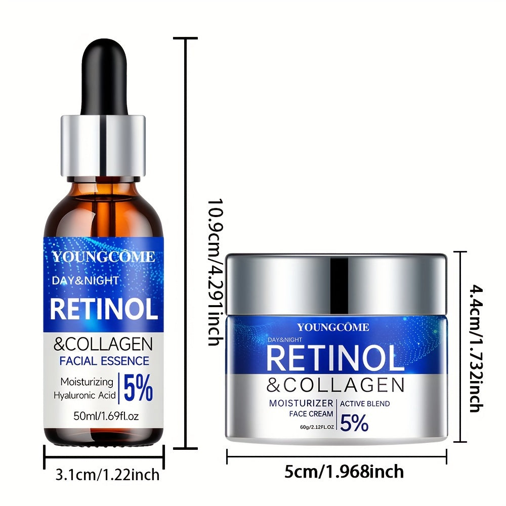 Conjunto de cuidado de la piel con retinol y ácido hialurónico para todo tipo de piel, reafirmante e hidratante, invierno, otoño, sin alcohol
