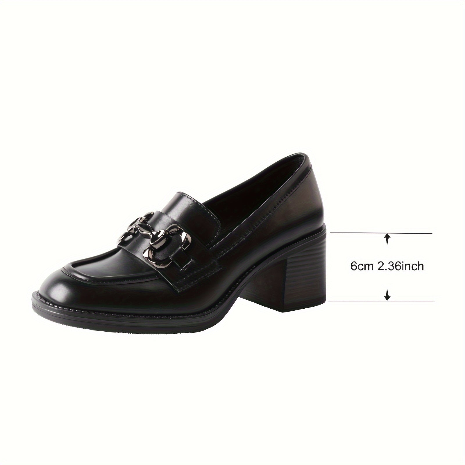 Women's Leather Loafers Solid Color Breathable All-Season Thick Heels