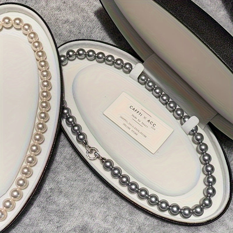 Faux Pearl Necklace 8mm Shell Pearls Synthetic August Birthstone Minimalist Jewelry