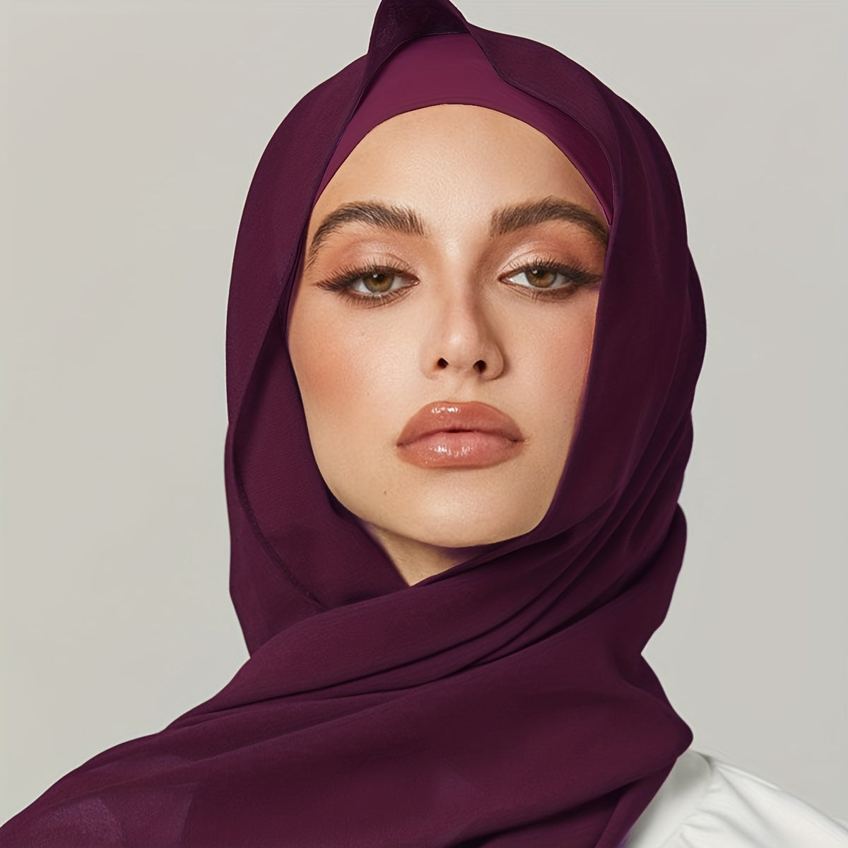 Set of Two Elastic Chiffon Undercap Scarves with Breathable Inner Hijab Cap and Sunscreen Hijab