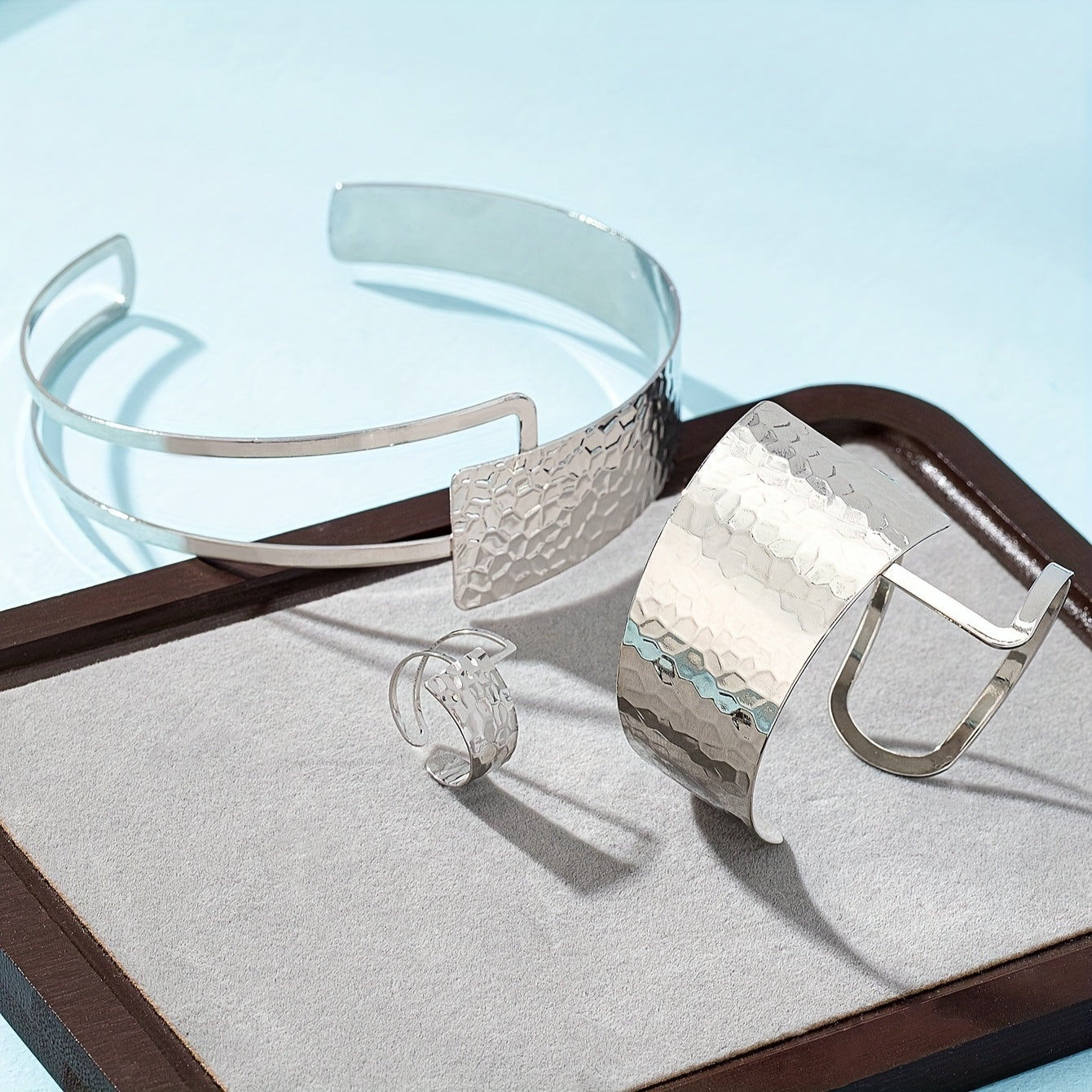 Boho 3-Piece Jewelry Set for Women Gold Plated Geometric Choker Cuff Ring