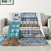 Personalized Love Letter Print Flannel Blanket for Wife Cozy Nap Throw Gift