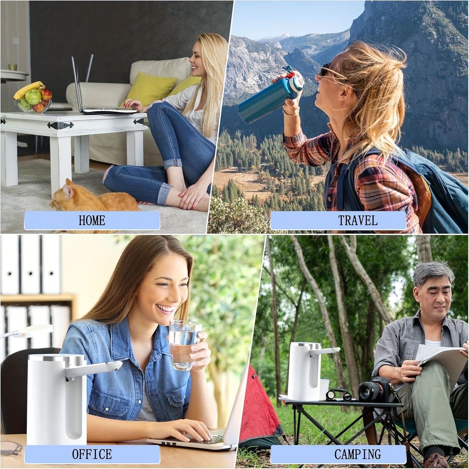 Портативный автоматический водораздатчик для бутылок объемом 18,93 л, зарядка через USB, для дома, офиса, кемпинга, путешествий