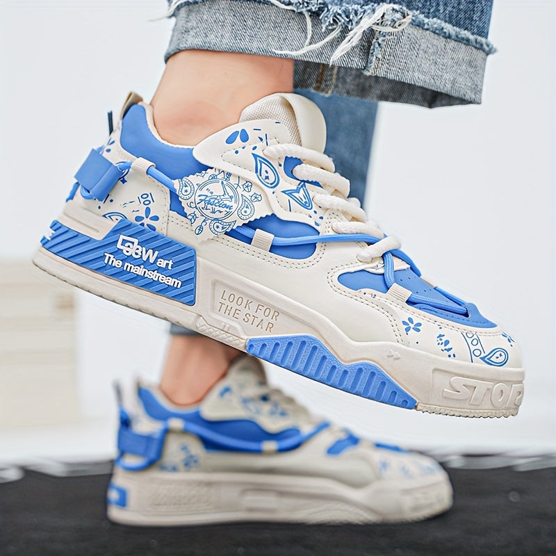 Men's Casual Skateboard Sneakers for Outdoor Sports and Parties Flat Height-Increasing Design