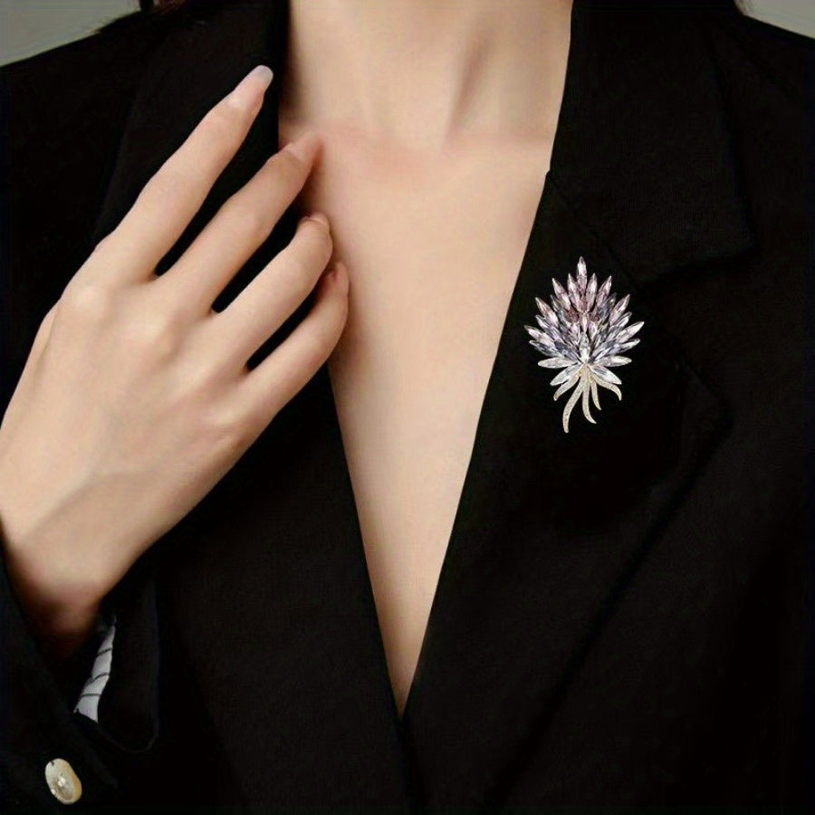 Broche de oreja de trigo de cristal azul para vestidos, sombreros y cinturillas