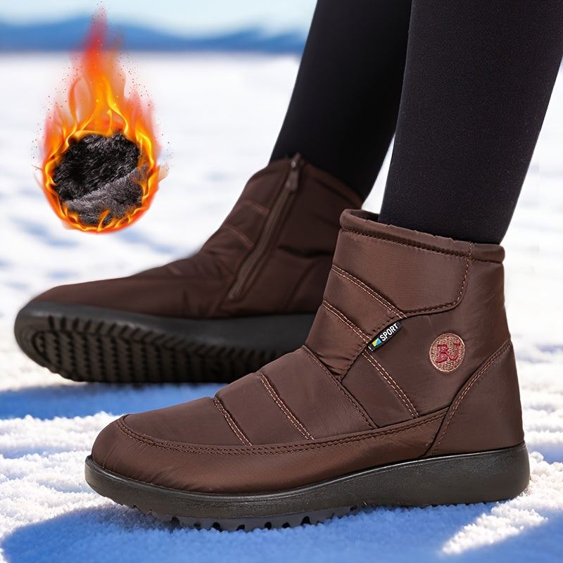 Women's Winter Snow Boots Insulated Cold Weather Ankle Shoes Black Extended Sizes