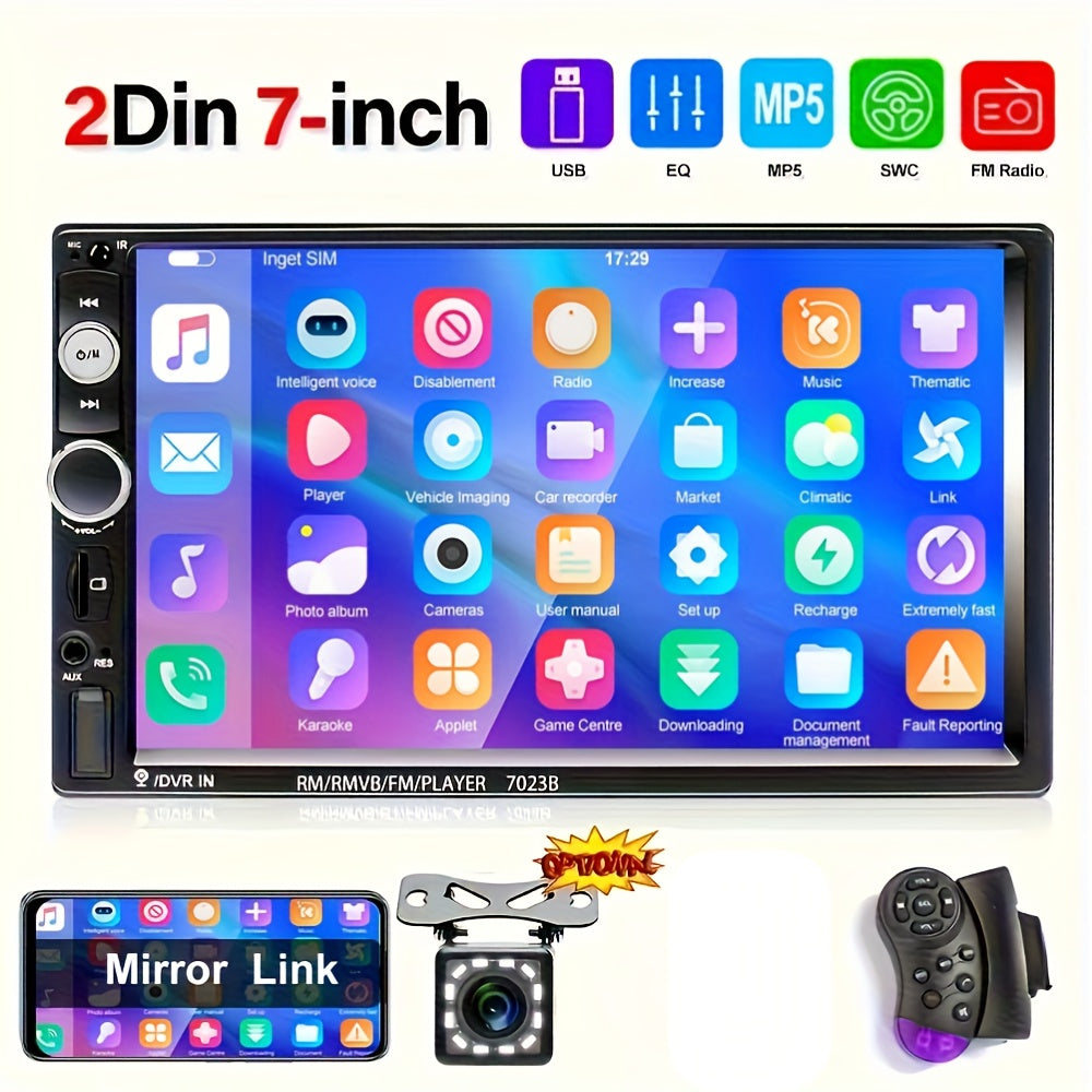 7-дюймовый HD сенсорный экран для автомобиля с функцией Mirror Link, USB, FM-радио, дистанционным управлением рулевым колесом