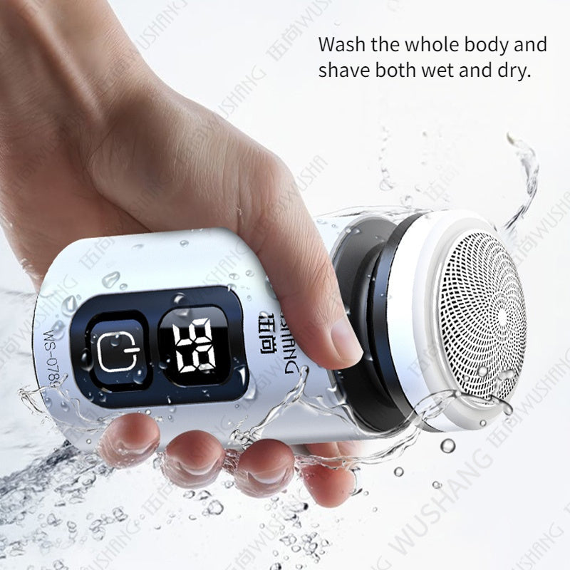 Afeitadora eléctrica portátil para hombres con resorte, recargable por USB, con pantalla LED