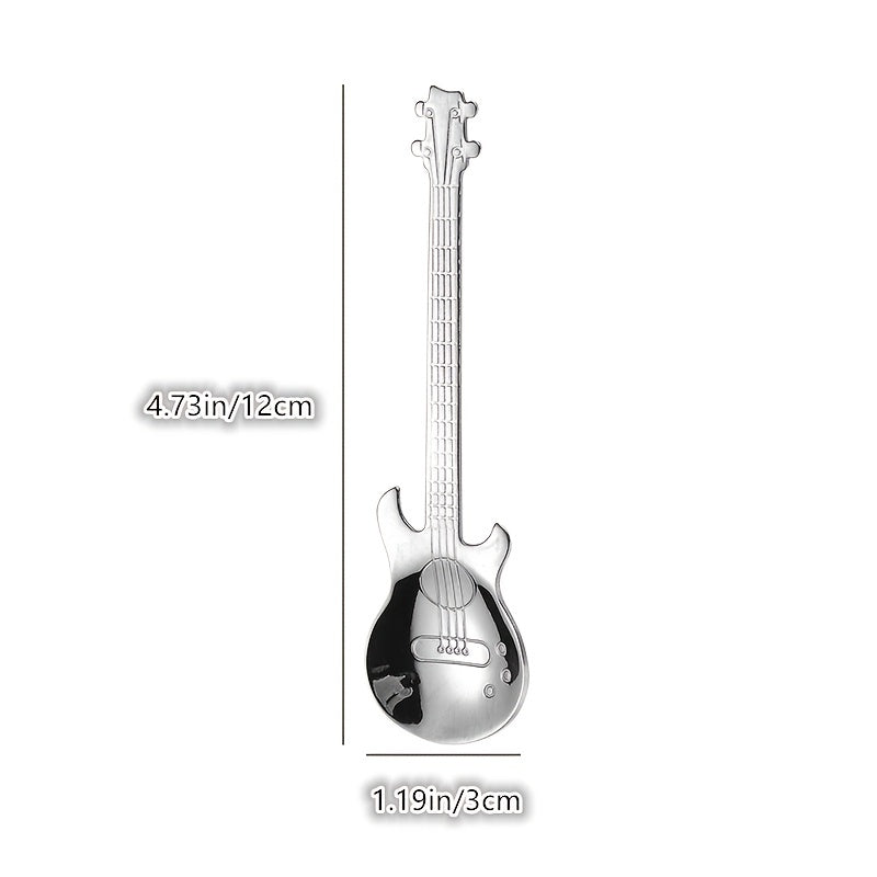 Stainless Steel Guitar Shaped Spoon for Coffee Tea Desserts Ice Cream