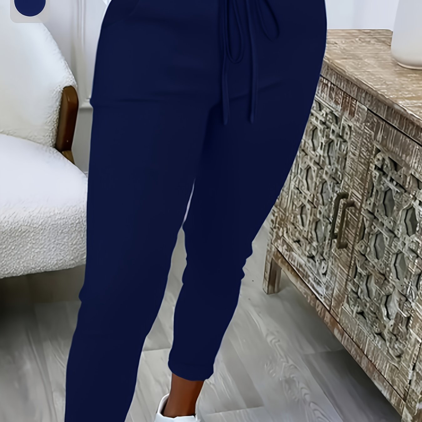 Plus Size Women’s Olive Green Straight Leg Pants with Drawstring Pockets