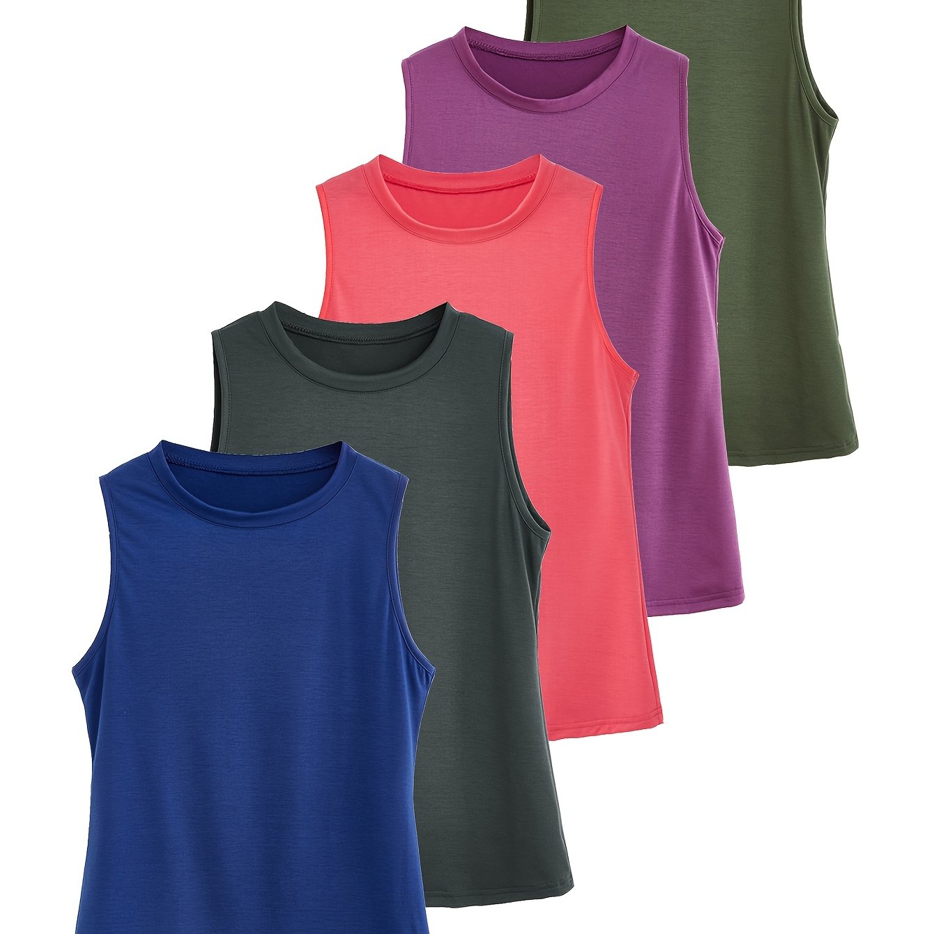 Women Plus Size Sleeveless Tank Tops Breathable Summer Casual Fitness Pack of 5