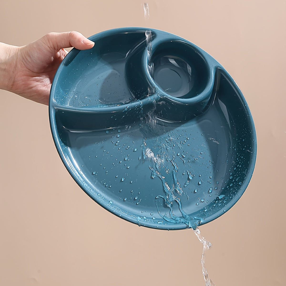 Placa de preparación de comidas de plástico con compartimentos apta para microondas para ensaladas, aperitivos y snacks