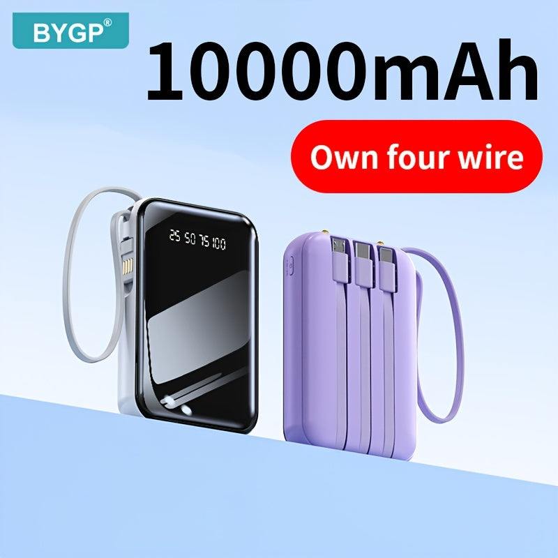 10000mAh quvvatga ega portativ quvvat banki, LED displey, USB Type-C zaryadlovchi, chiroq, qayta zaryadlanadigan litiy polymer batareya va iPhone/Android qurilmalari uchun favqulodda zaxira.