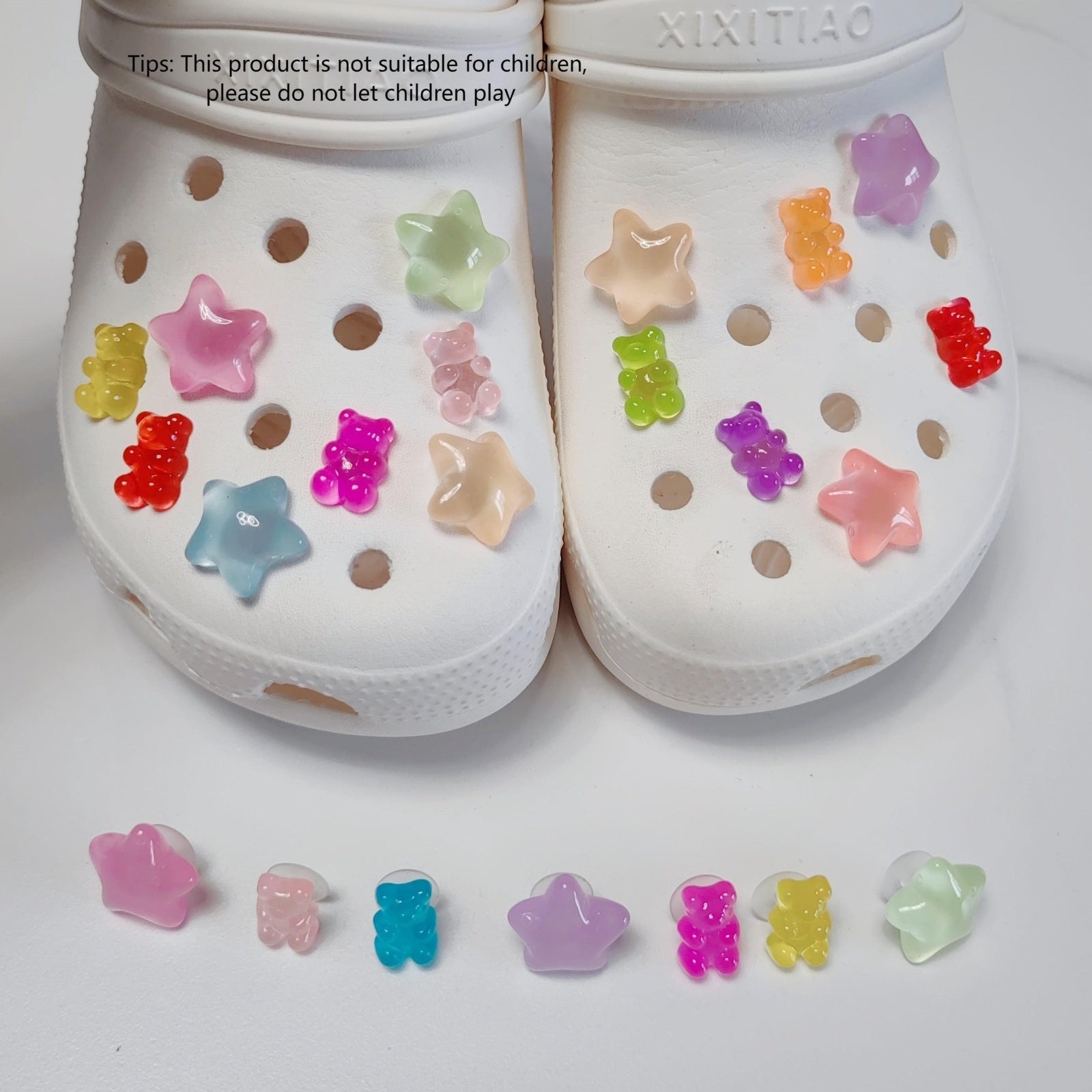 Kids Luminous Bear Shoe Charms Set PVC Vibrant Night Glow Sandals Decor