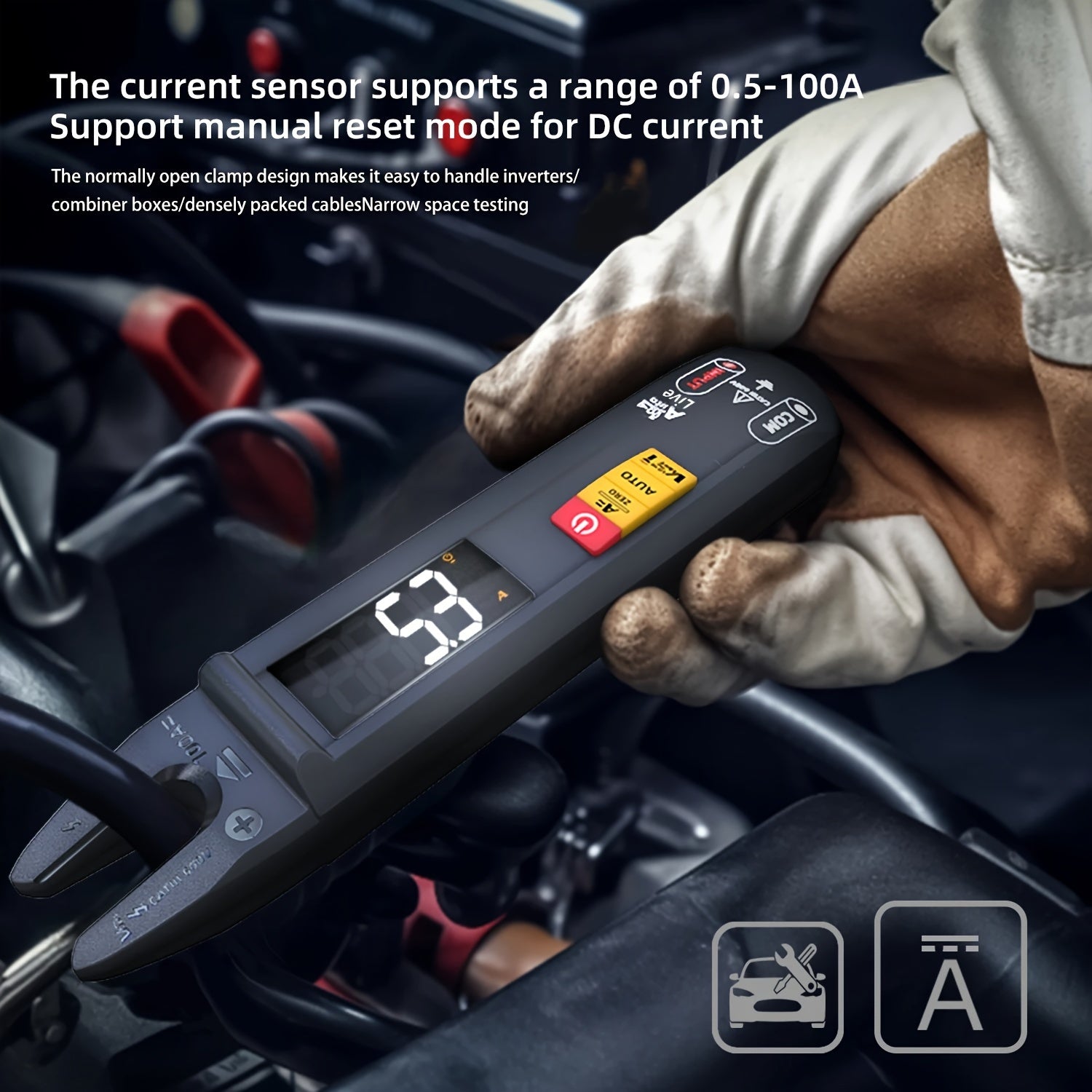 Pinza digital amperimétrica 100A DC/AC True-RMS Pantalla LCD recargable por USB