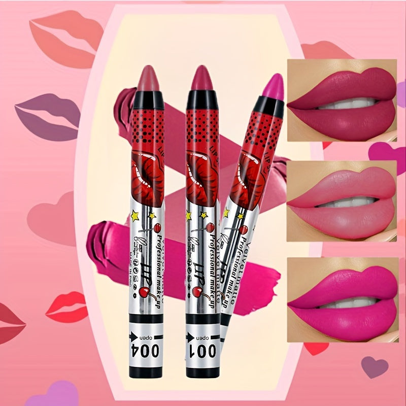 Mujer Bolígrafo de delineador de ojos y labios mate perlado 2 en 1 resistente al agua
