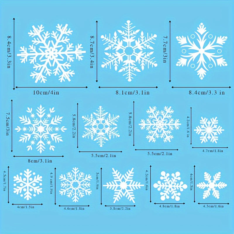 137 Christmas Snowflake Window Clings PVC Static Stickers for Glass Winter Decor