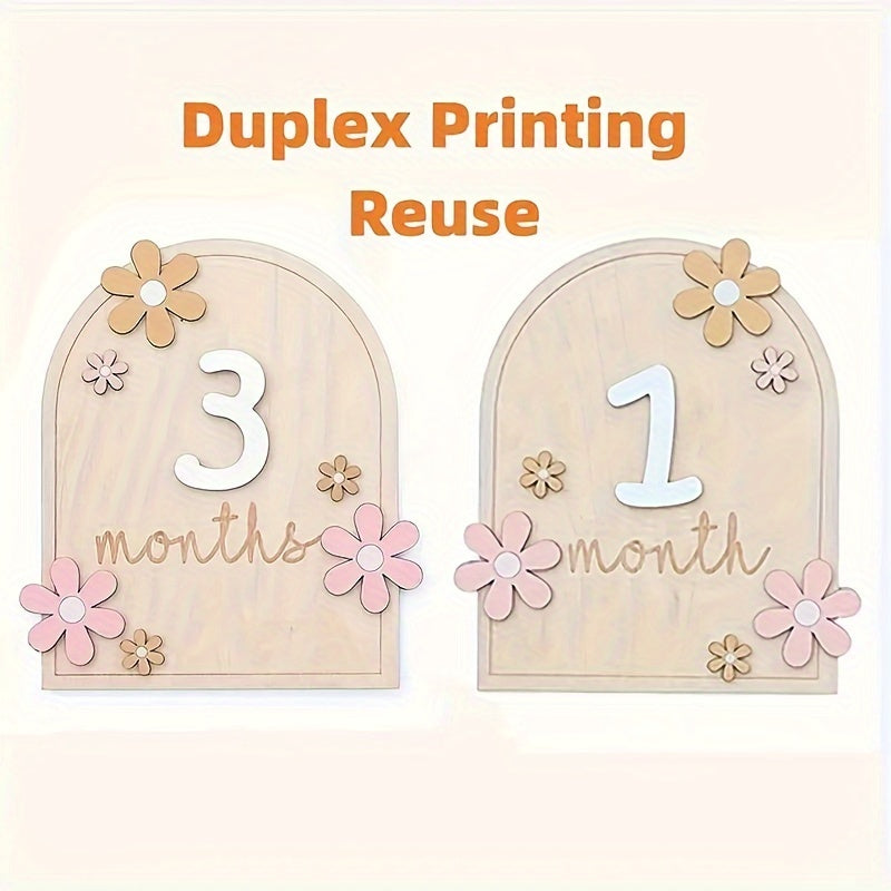 Wooden Baby Milestone Sign Growth Tracker First Year Photography Prop Gift