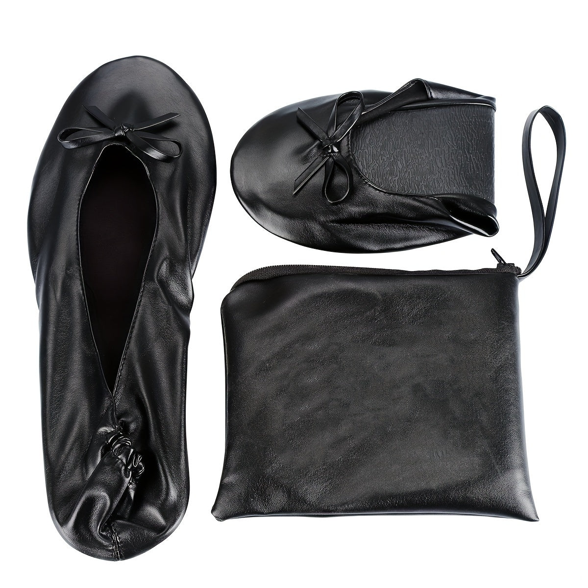 Women's Gold Ballet Flats with Sequin Bow Slip-On Dress Shoes