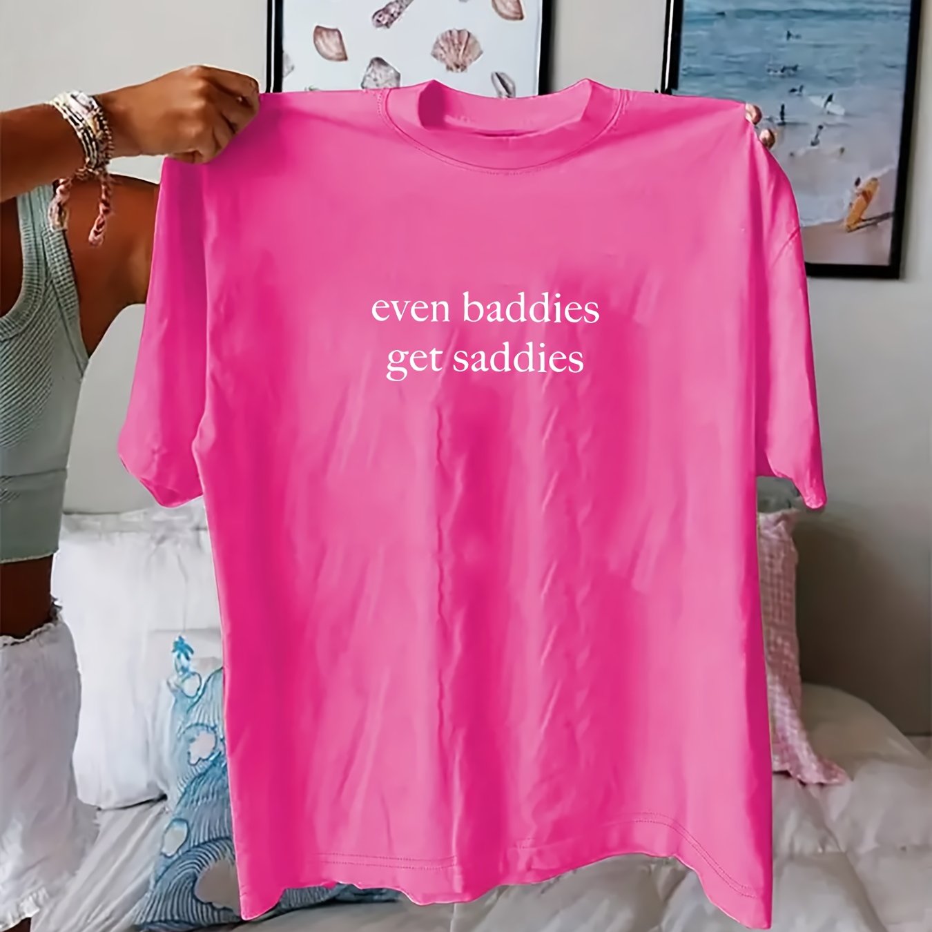 Women's Oversized Graphic Tee Black Short Sleeve Casual T-Shirt