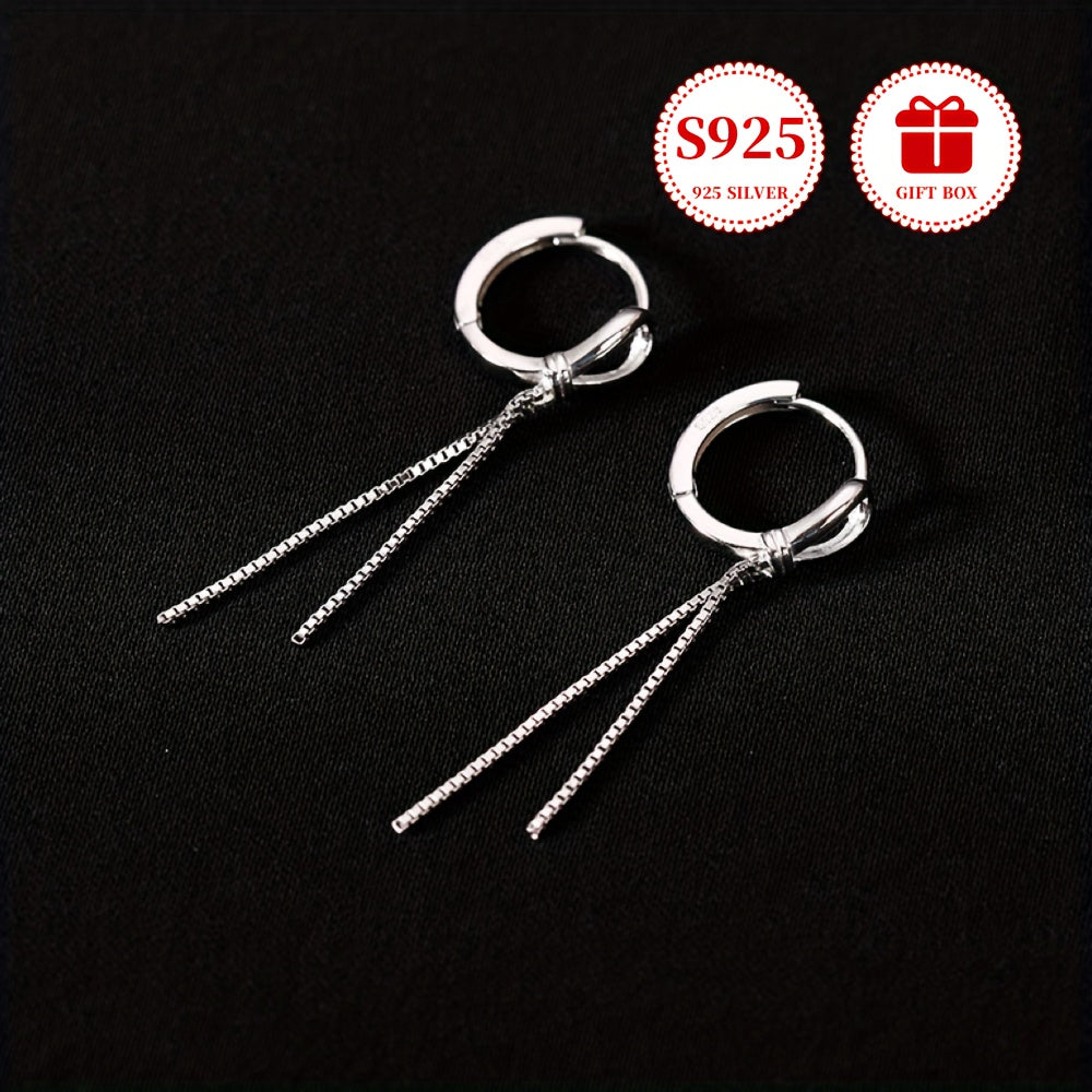 Zamonaviy 925 Sterling Silver Dangle Earrings 18k Gold Plated Tassel Dizayni bilan - Har kuni kiyish yoki bayram aksessuarlari uchun mukammal. Gippoallergen va uslubiy ayollar uchun zargarlik sovg'asi, sovg'a qutisida taqdim etilgan.