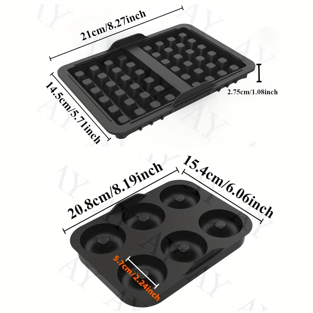 Kompakt 2 dona vafli donat shakllari, yopishmaydigan silikon qoplamalar, havo fritöz pechda pishirish uchun