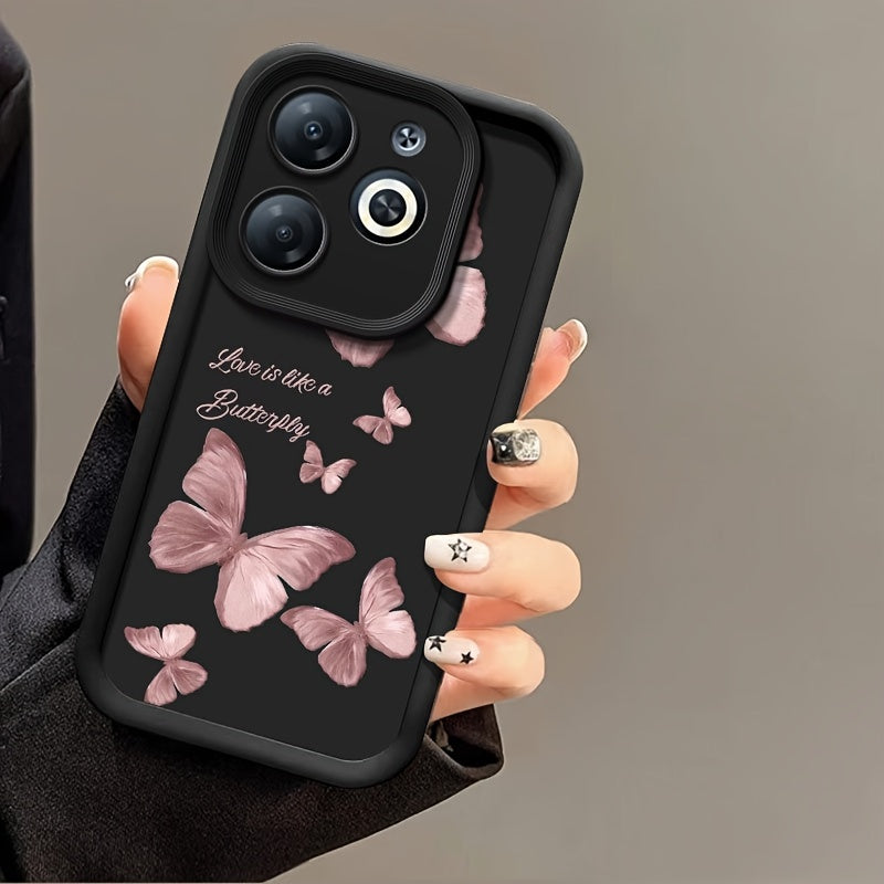 Cute Butterfly Girl Silicone Phone Case for TECNO Spark 10 10C 20 20C Go 2024 Shockproof Drop Protection