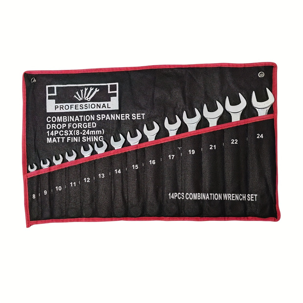 14-Piece Steel Hand Tool Set with Extended Ratchet Wrench and Dual-End Hex and Flat Heads