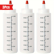 Set of 3 Plastic Squeeze Bottles 250ml Kitchen Use