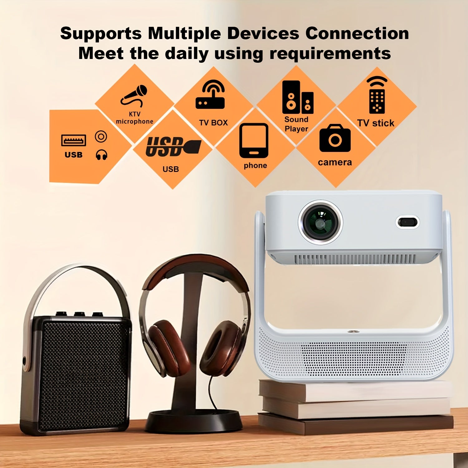 Портативный 4K домашний кинотеатр с сенсорным экраном, автофокусом и WiFi6