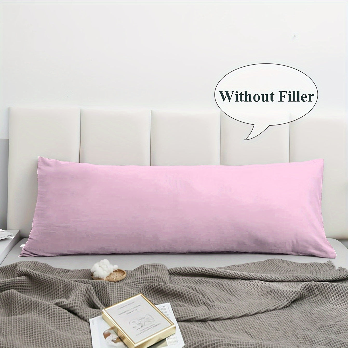Soft Breathable Body Pillow Cover Long Pillowcase Plain Brushed Design Bedroom Sofa Decor