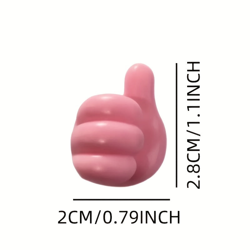 5pcs Thumb-Shaped Cable Organizer Clips Plastic No-Drill Adhesive Hooks for Charging Cables and Accessories