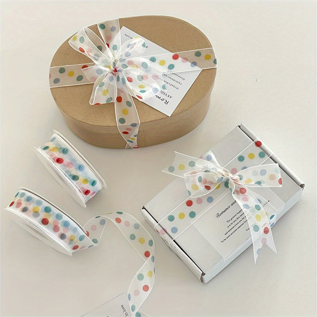 Polka Dot Satin Ribbon for Gifts and Baking, Holiday and Birthday Decor