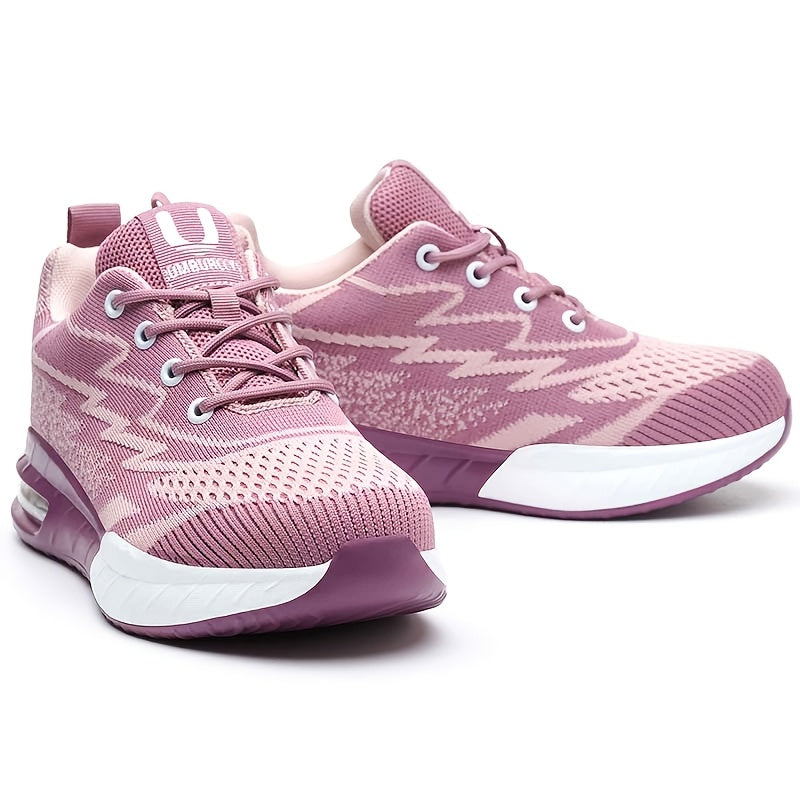 Women's Low-Top Air Cushion Steel Toe Sneakers for Work and Sports Pink Purple