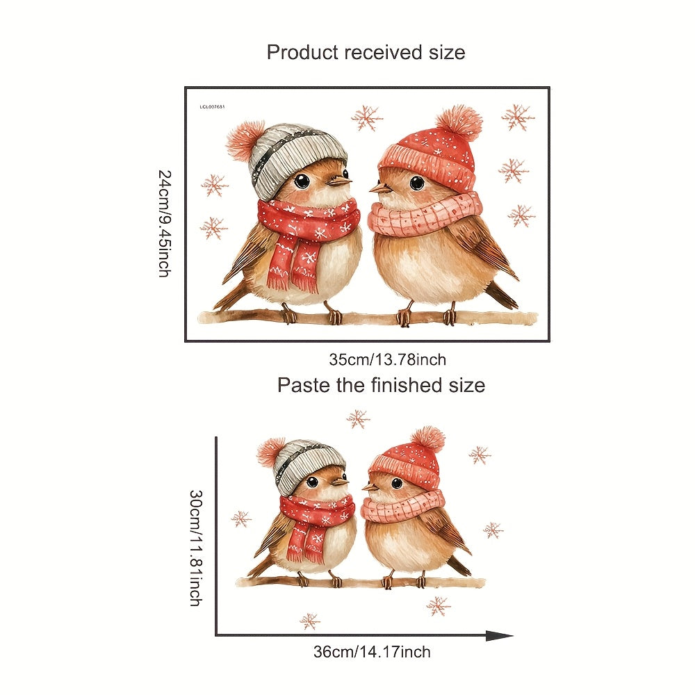 Festive Christmas Bird Window Cling Removable Reusable Decor