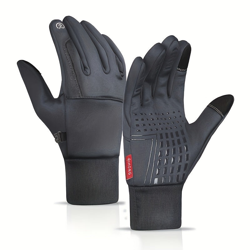 Men's Waterproof Windproof Winter Cycling Gloves Touch Screen Compatible Thickened Tips