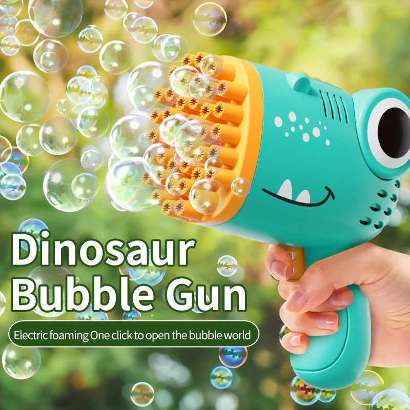 Dinosaur Bubble Gun Electric Foam Blaster with LED Lights for Kids 3+ Pink Green